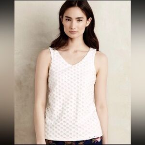 Anthropologie Sunday in Brooklyn White Eyelet V-Neck Camisole Tank Lined Size XL